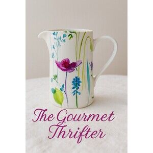 Portmeirion Water Garden 8.5” Pitcher Botanical Watercolor Porcelain